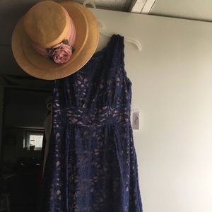 Lace dress - navy blue with pink peeking through!